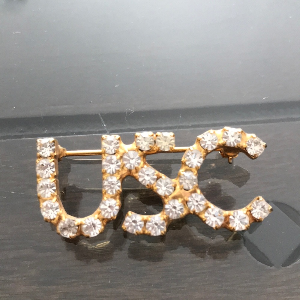 USC rhinestone lapel button